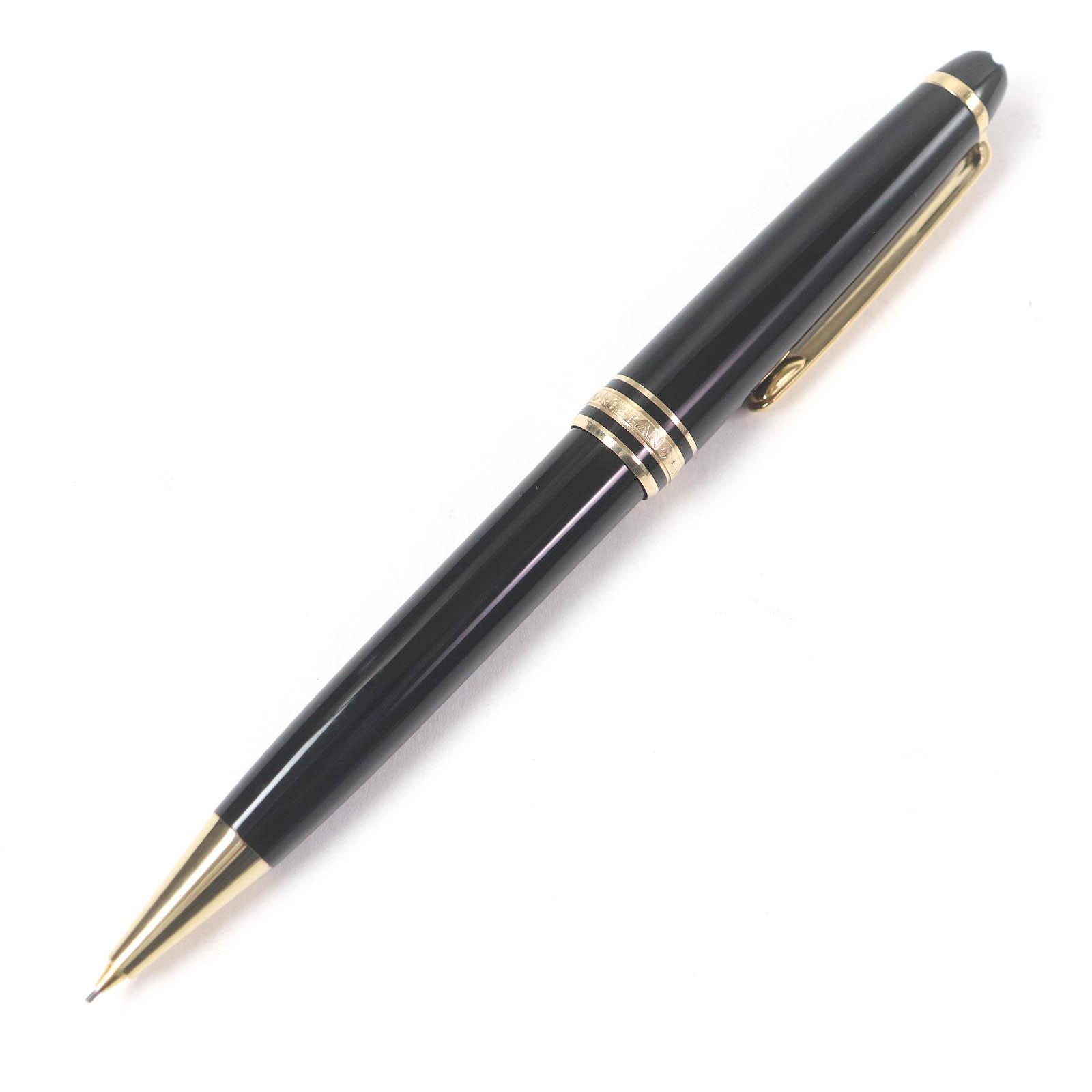 Great MONTBLANC mechanical pencil Meisterstck Twist Type Black gold Precious resin Used
