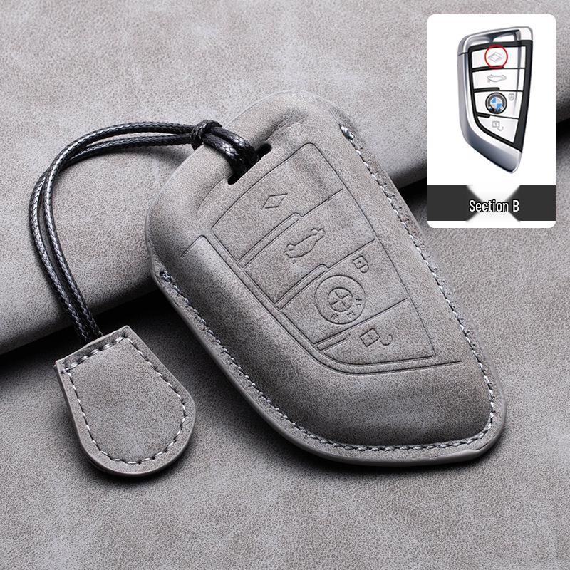 Compatible Leather Keychain Shell for BMW Series: Fits X1, X3, X5, 1 Series, 3 Series, 5 Series, 6 Series, 7 Series, NFC Card Snap