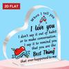 2D Flat, Heart-Shaped Glass-Effect Plaque with Romantic Love Message & "I Love You" Phrases - 10.16x10.16 Cm Gift for Anniversary, Valentine's, Weddin