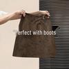 Plus Size European Brown Suede Pencil Skirt - Short PU Leather, Slimming, Spring/Autumn Style for Women