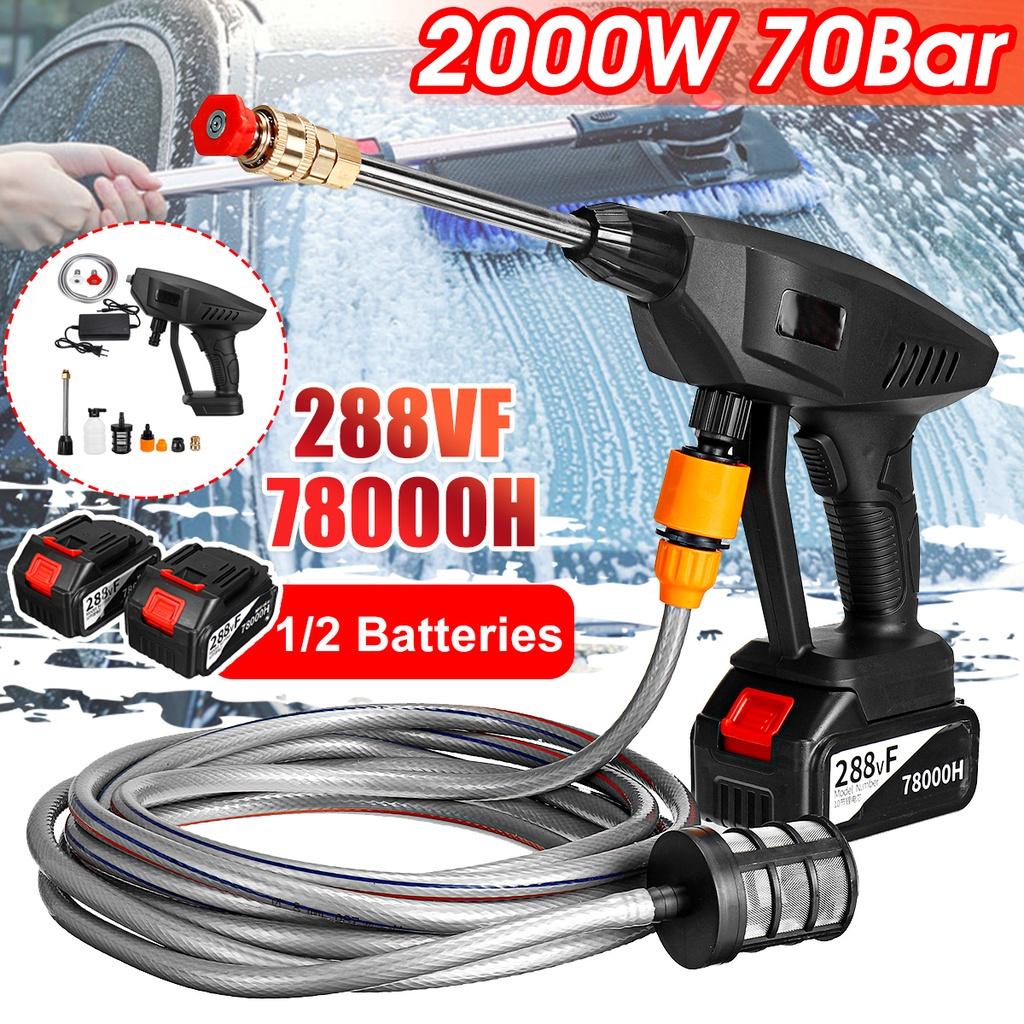 70Bar 288VF Wireless High Pressure Car Wash Washer Gun 2000W 78000H Foam Generator Water Gun Spray Cleaner