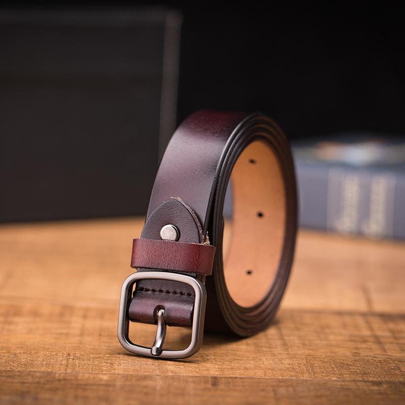 Elegant Leather Waist Belt Women Slim Design Simple Buckle Formal Use Casual