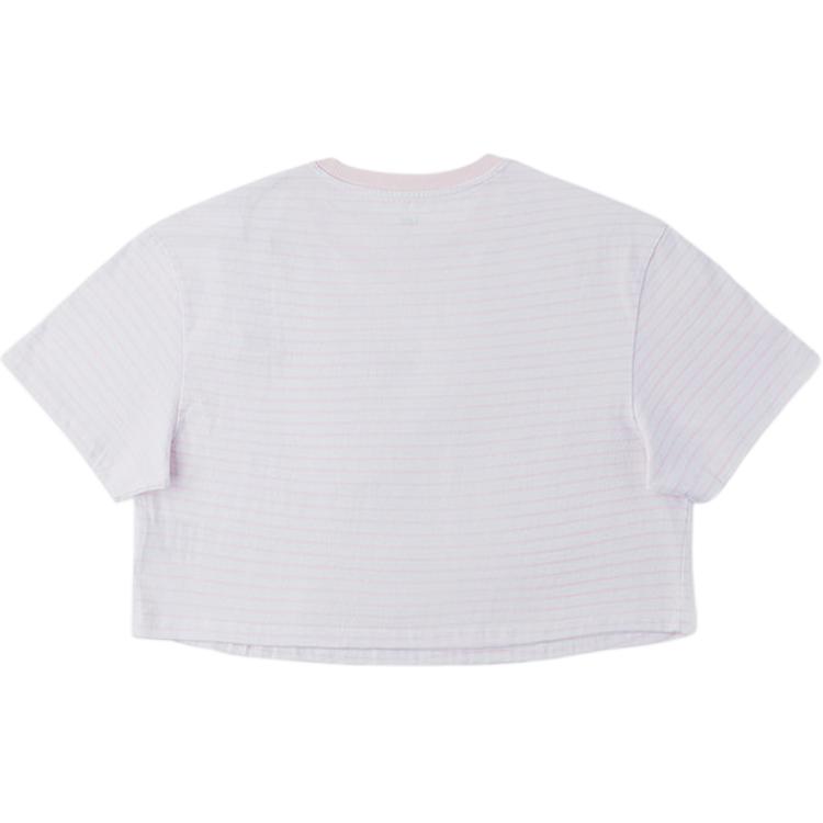 Comfortable Loose Short Sleeve Round Neck Striped T-Shirt With Small Embroidered Logo Women tops LWT009280207759A07957