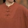 Johnature Women Vintage Shirts Tops Spring Chinese Style Solid Color Stand Long Sleeve Blouses