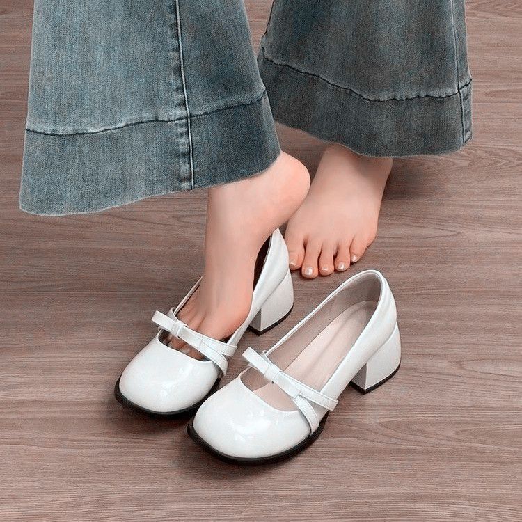 

Black single shoes women s sweet cool 2025 gentle shoes new pure desire beautiful high heel bow Mary Jane shoes 34