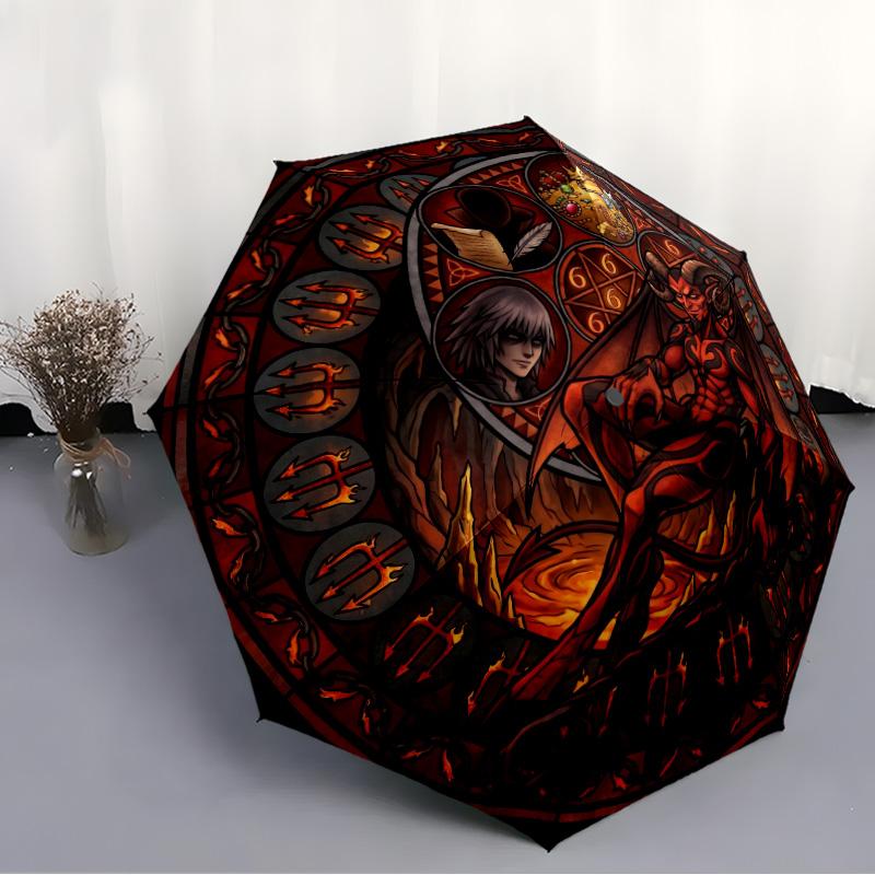 Devils Glass pattern umbrella, portable and foldable design, 8 ribs, a casual accessory for Halloween, Christmas, and birthday gifts.