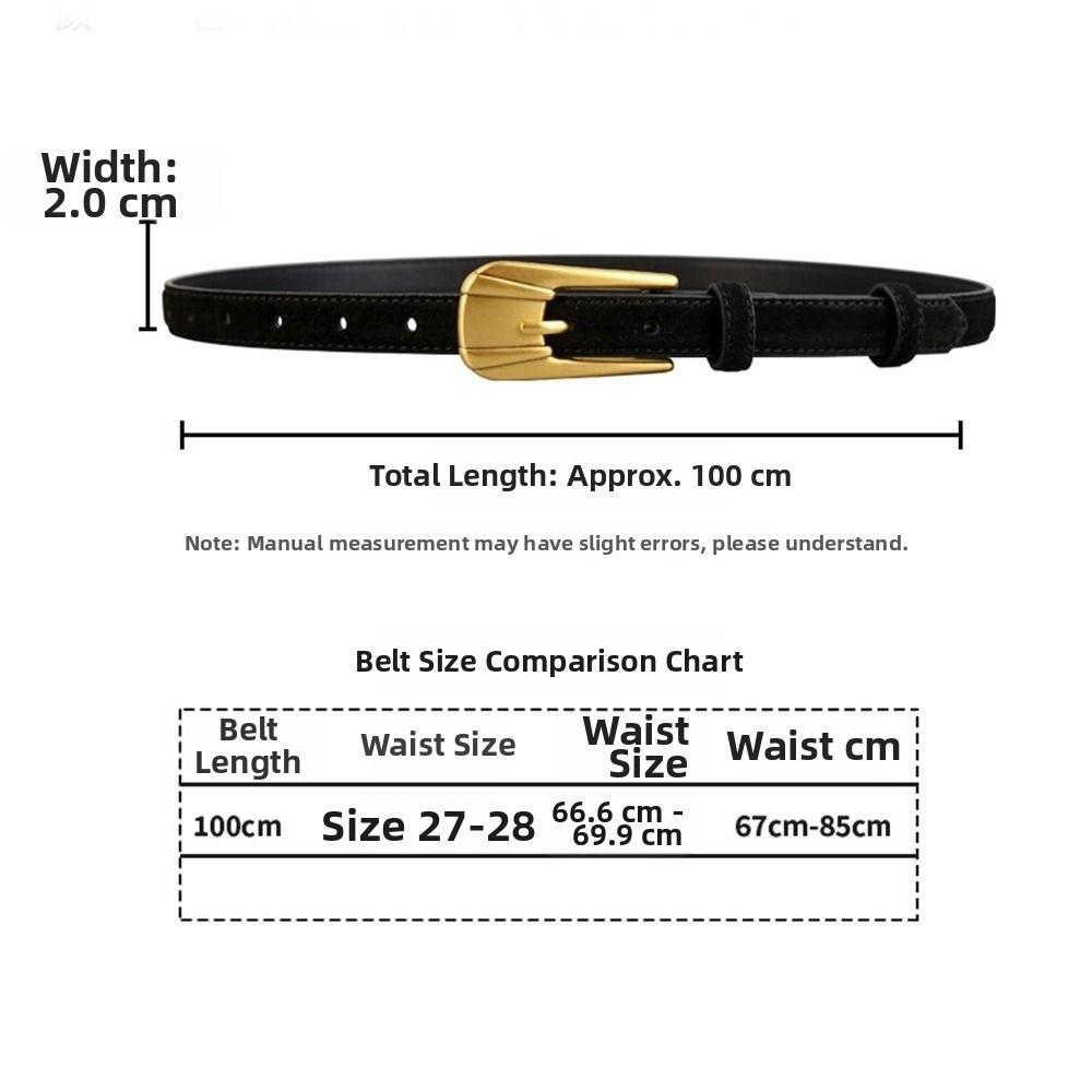 Pure Color Cowboy Belt Suede Leather Decorative Belt New Slim Waist Belt  for Women Skirt Jeans