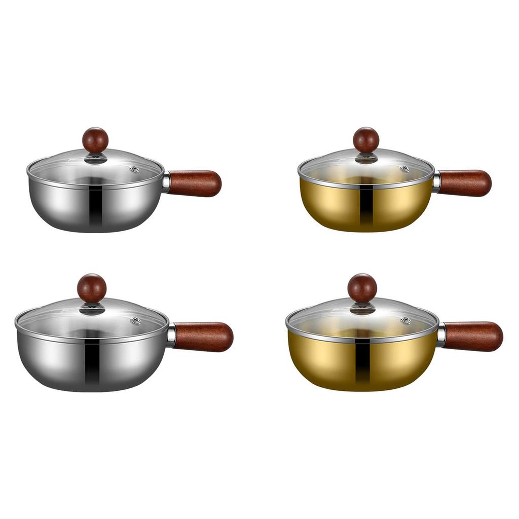 Multifunctional Stainless Sauce Pan with Clear Glass Lid Nonstick Coffee Butter Warmer for All Stove Types
