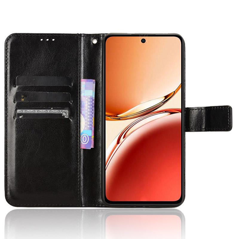 

For Oppo Reno12 F 5G/Oppo F27 5G Leather Phone Case Wallet Crazy Horse Texture Black