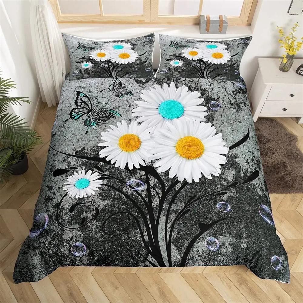 Gelbe Gänseblümchen Bettbezug Set Niedliches Blumen Bettwäsche Set Für Kinder Kind Mädchen Gartenblumen King Bettdeckenbezug Mit Kissenbezug