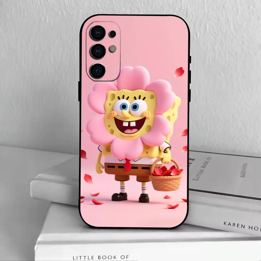 S-SpongeBob Baby Phone Case Black Silicone Soft For Samsung S25,S24,S21,S22,S23,S30,Ultra,S20,Plus,Fe,Lite