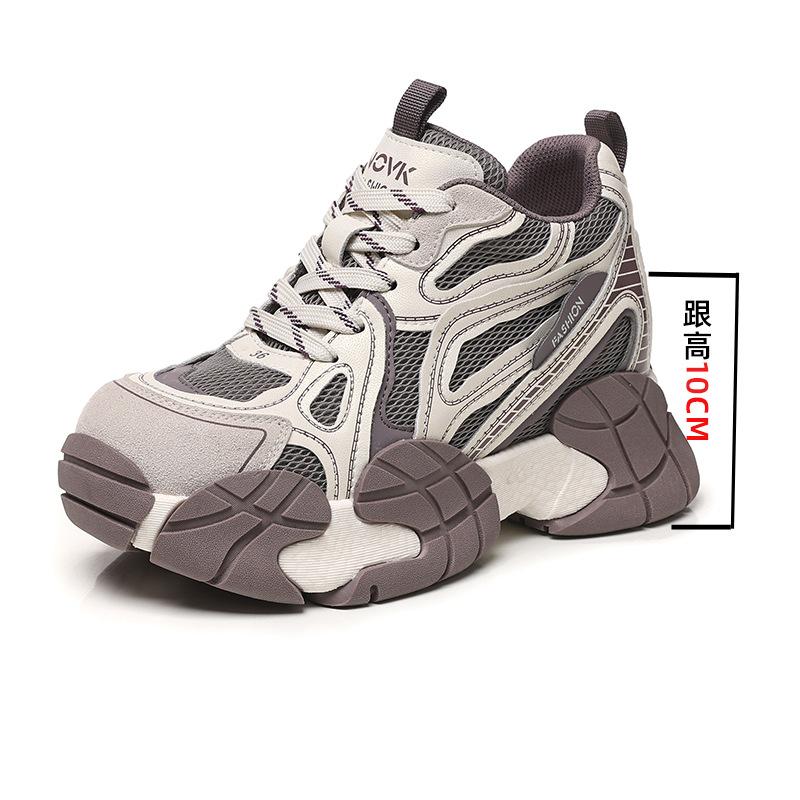 

Autumn and winter new thick-soled casual color matching shoes women s versatile sports inner height-increasing single shoes 40