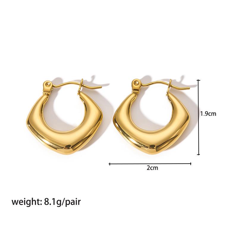 High-End 18K Gold Circle Earrings - Stainless Steel Women's Versatile Titanium Design