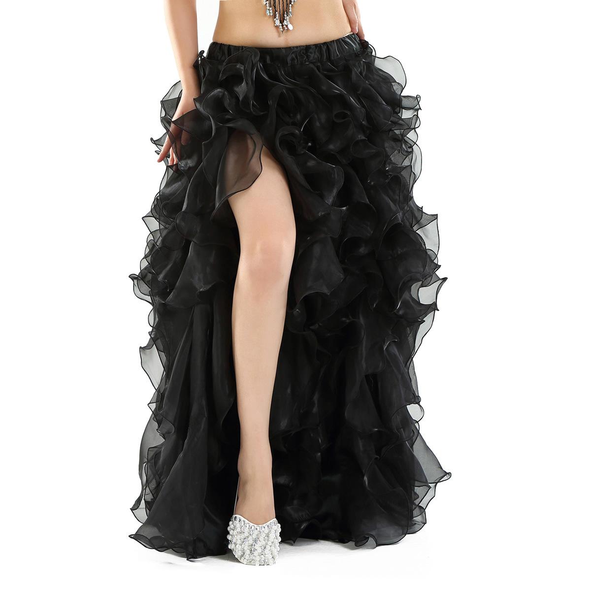 

12 цветов сексуальная юбка-пачка для танца живота юбка для завивки юбка для танца живота юбка для восточного танца разрез без штанин юбка для танца живота L чёрный