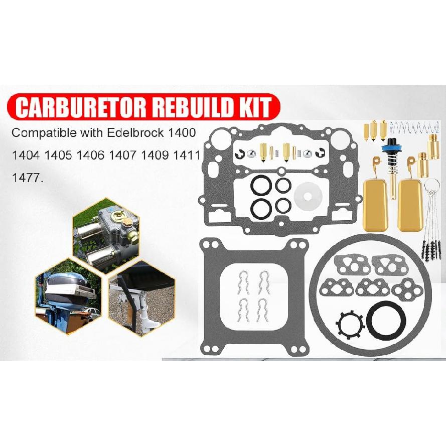 Carburetor Rebuild Repair Kit Compatible with Edelbrock 1400 1404 1405 1406 1407 1409 1411 1477 Automotive 500 600 650 700 750 800 CFM Weber Marine
