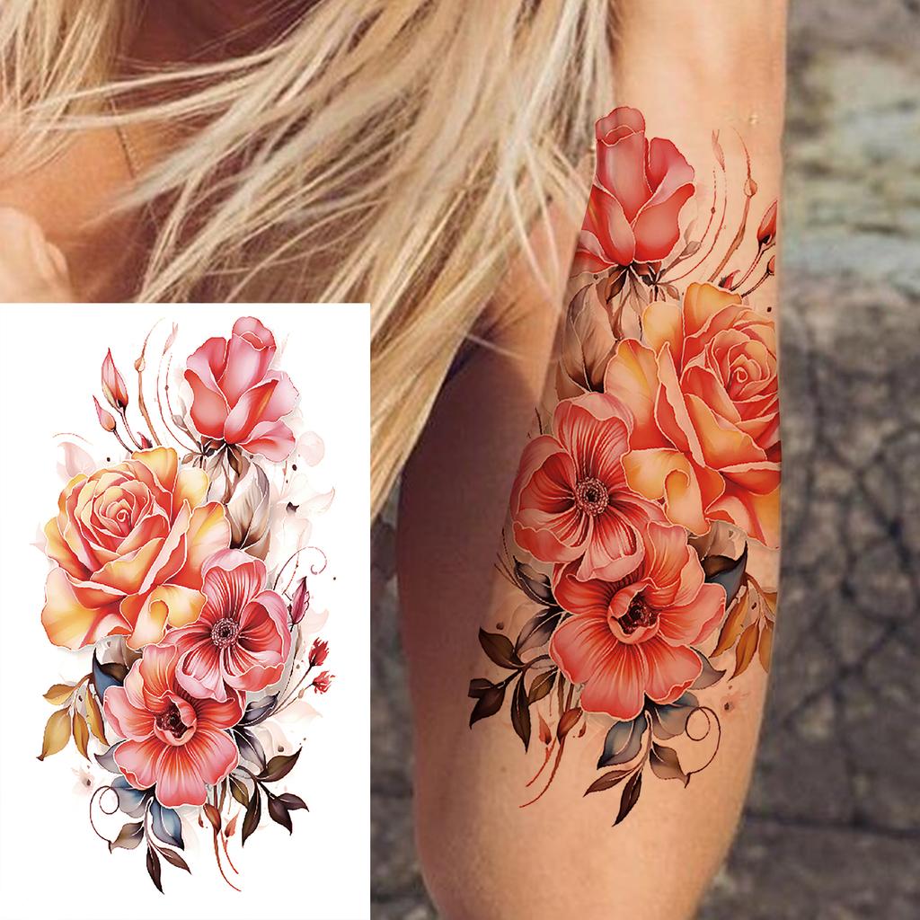 1 Sheet Black Henna Mandala Flower Temporary Tattoos For Women Girls Fake Lace Tattoo Sticker Disposable Decoration Adults Tatoo