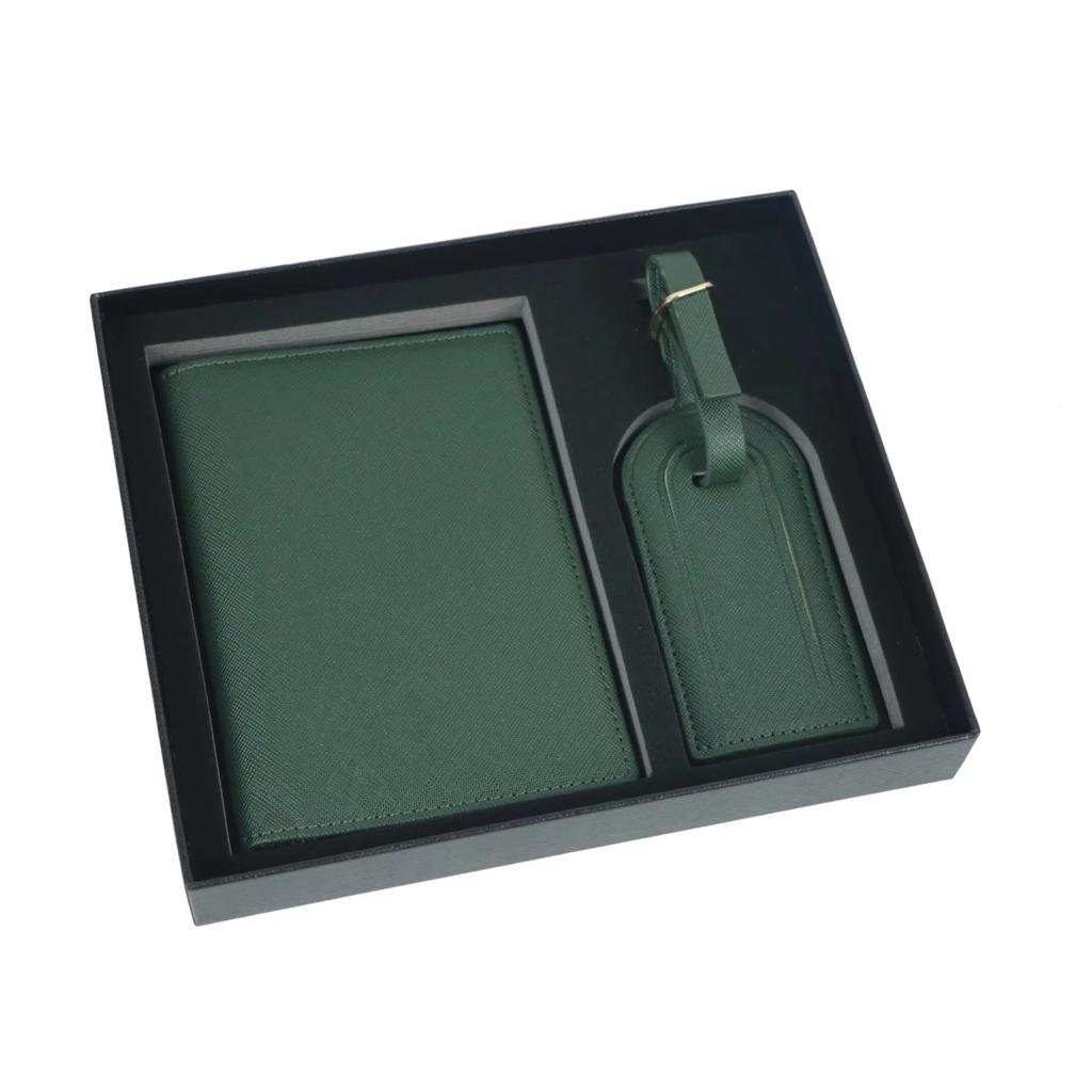 Free Monogrammed Initial Letters Gift Box Set Saffiano Leather Passport Holder Luggage Tag Passport Cover Travel Accessories