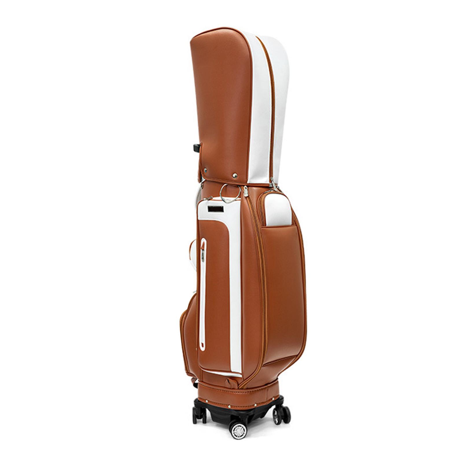 Borsa da Golf con Ruote Pelle PU Impermeabile Design a Quattro Ruote Grande Capacità Borsa da Golf Marrone marrone