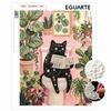 Framed Pearl Art DIY Kit with Black Cat Reading Newspaper Pattern 3D Sparkling Bead Canvas Painting Handmade Gift for Home Decoration Wall Decor