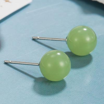 Jade Stud Earrings, Ear Jewelry, Female Super Fairy Retro Chalcedony Earrings, Simple and Light Luxury