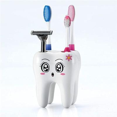 Depolama Tutucu Fırça Rafı Karikatür Diş Şekli Banyo Malzemeleri 4 Delik Tıraş Diş Fırçası Tutucu Standı