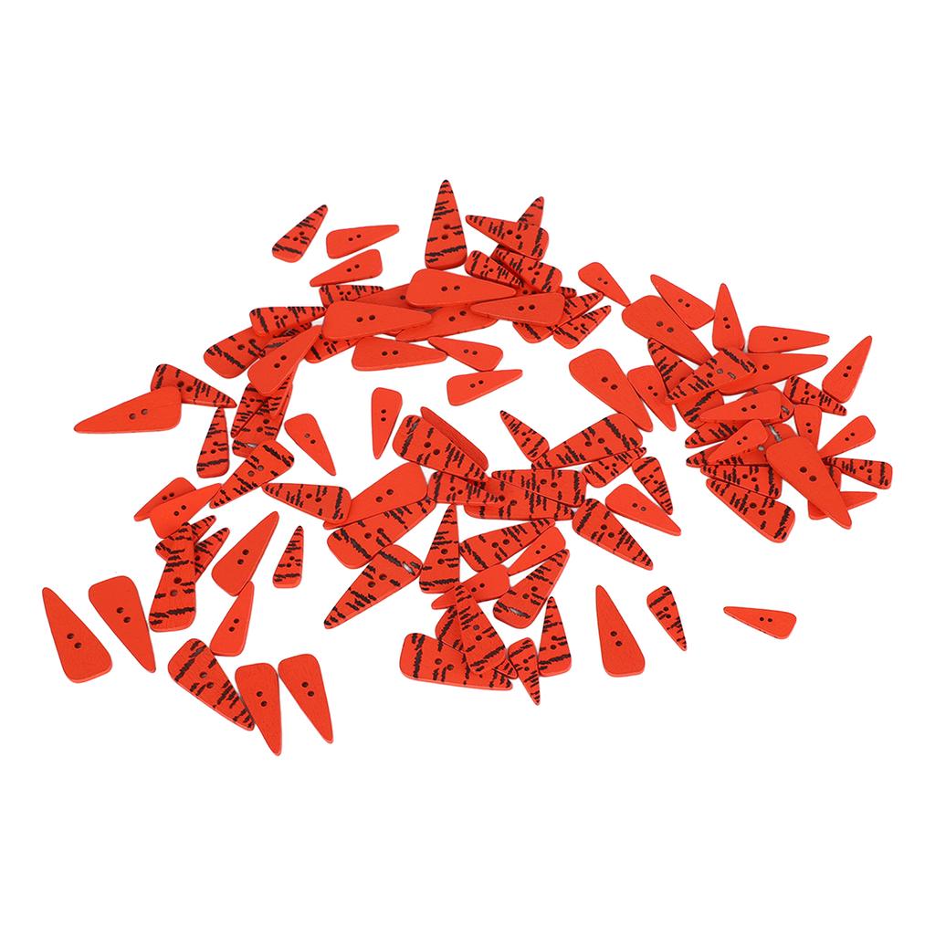 100pcs Orange Carrot Button 4 Sizes DIY Cute Wood Buttons for Crafting Sewing Christmas with 2 Holes