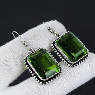 Pendiente de Piedra Preciosa Peridoto, Pendiente de Plata de Ley 925, Joyería de Pendiente de Plata Boho, Pendiente Bohemio Para Regalos, Pendiente de Joyería para Mujer