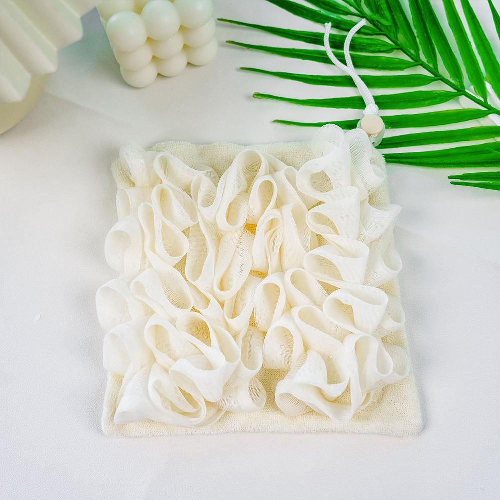 2-In-1 Bath Ball Towel Loofah with Drawstring Closure for Soap Soft Exfoliating Mesh Shower Sponge Skin Care Bathing Tool