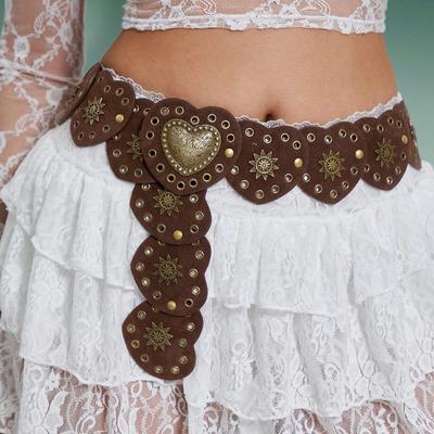 Hershine 1 Stück Vintag Chic Stil Herz Patchwork Niet Verziert Kleidgürtel, Geeignet für Damen Alltags- & Partykleidung Halloween Valentinstag