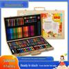 Children's 180-Piece Art Set: Paintbrushes, Watercolor Pencils, Crayons, & 162 Colored Pencils In Wooden Box