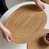 Rutschfeste ovale geflochtene Rattan-Tischunterlage Hitzebeständige Tischmatte Geschirr Wärmeisolierende Matte Topf