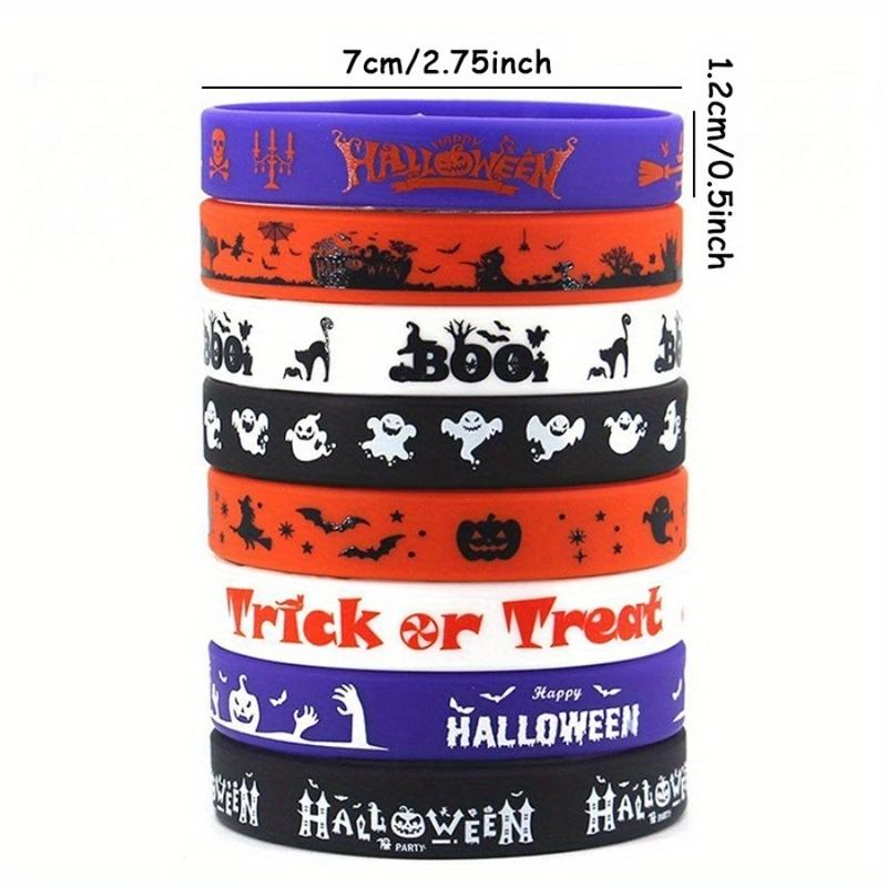 8pcs/pack Halloween Silicone Wristbands Pumpkin Ghost Boo Rubber Bracelets Trick Or Treat Party Favors Costume Accessories Gift
