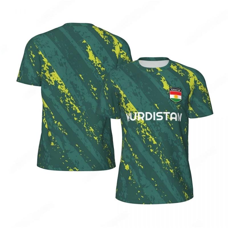 MDHAO xin nan zhuang  3D txu KURDISTAN 3D Print Sport Sneldrogend Ademend Heren T-shirt Buiten Voetbalshirt Club Fan Team Korte Mouw Kleding Zomer Top L