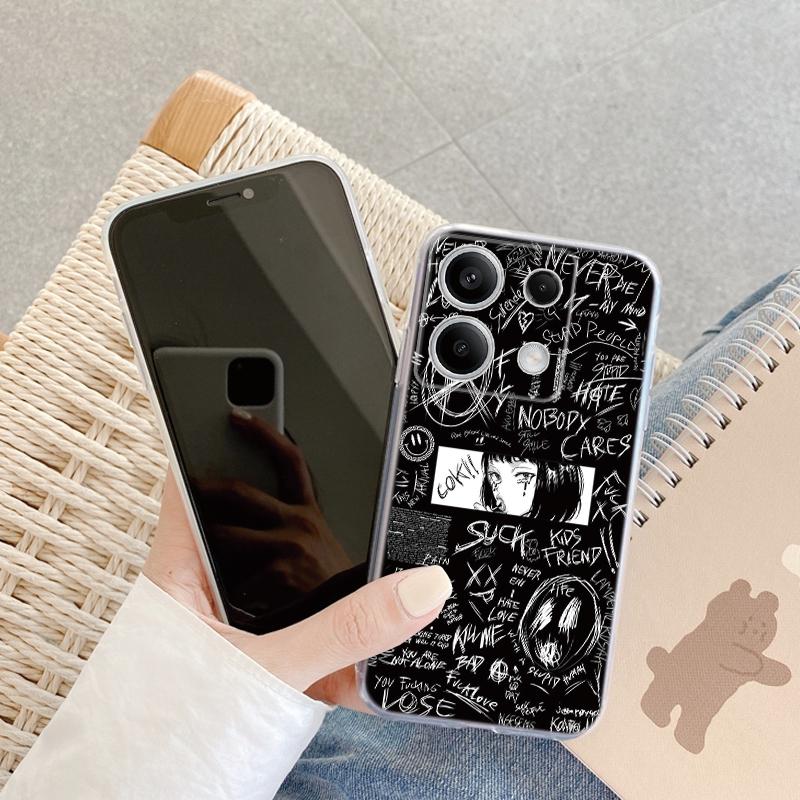 Graffiti Expression Case For iPhone Samsung A55 M34 S24 Xiaomi Redmi 13 Pro 14 Huawei Honor Shockproof Phone Bumper TPU Anti-Scratch Clear Back Cover