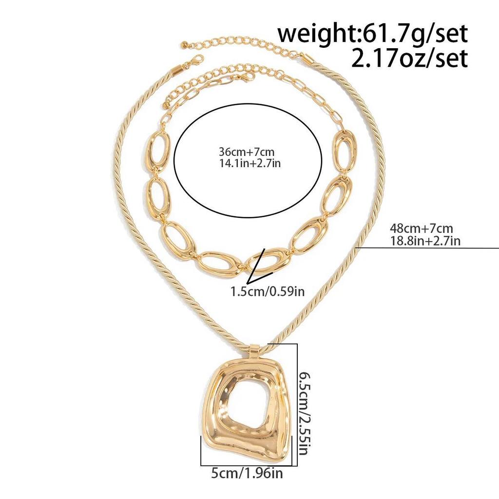 Ingemark Hip Hop Large Geometric Pendant Choker Necklace for Women Hyperbole Chunky Metal Chain Grunge Jewelry Steampunk Men