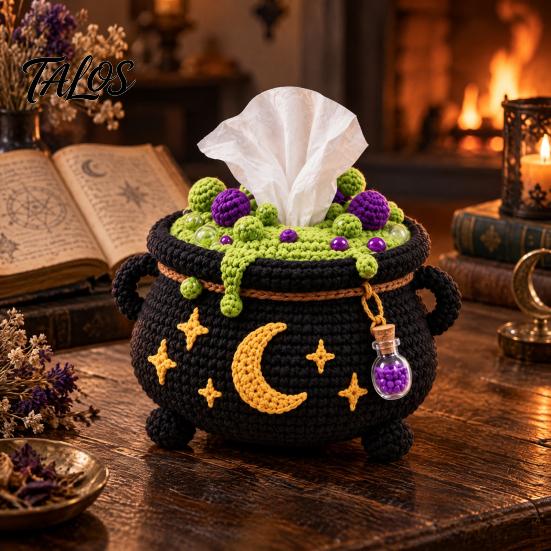Milk Cotton Yarn Craft Animal Crochet Tissue Box Cover DIY Kit, Highland Cow Holder Making Cute Easy Patterns for Beginners Pumpkin Turkey Frog