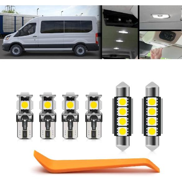 

NJSBYL 6PCS Led Interior Dome Light Bulbs for 2015-2024 F-ord Transit Wagon Passenger Van XL XLT Courtesy Map Trunk Reading Ceiling Lights T10 42mm (6 Bulbs) 4X T10+ 2X Fest