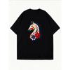 Wit T-shirt met Paard en Bloemenmotief voor Casual Kleding