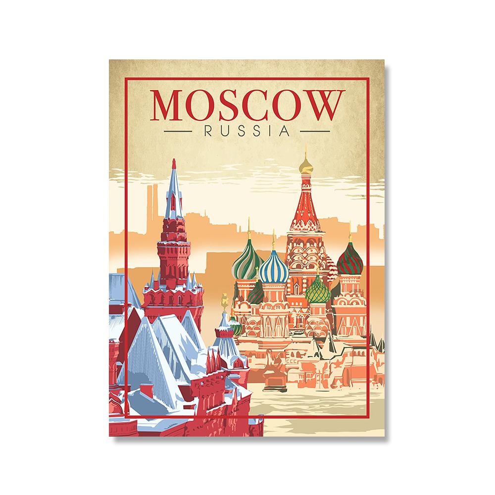 Travel Scenery Canvas Paintings Vintage Spain Denmark Moscow Norway Picture Landscape Wall Art Poster For Living Room Home Decor