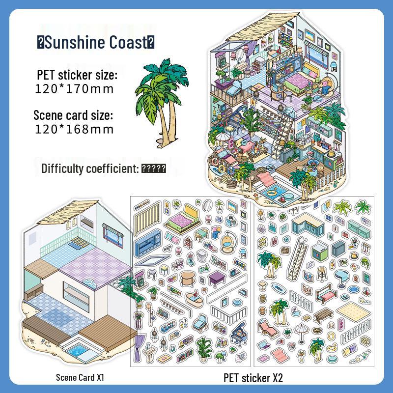 Infeel.Me My Little House 3D Scenery Stickers - Miniature Two-Layer Quiet Book Series