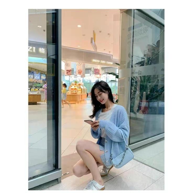 

Женский свободный свитер с длинными рукавами и затонувшей полосой, топ со спиральным узором, свитер, пальто, дизайн Sense Niche Average code синий