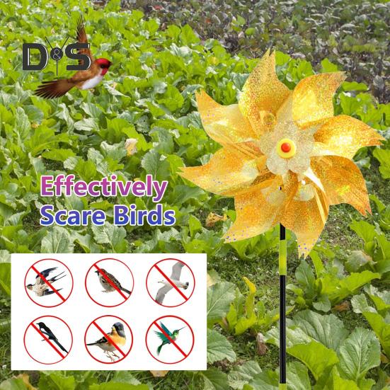 10 Stück Garten-Windrad-Vogelabwehr, 52,1 cm hoch, reflektierendes Windrad für den Außenbereich, Hofdekor, Windrad-Vogelabwehrgerät für Terrasse, Bauernhof, Obstgarten