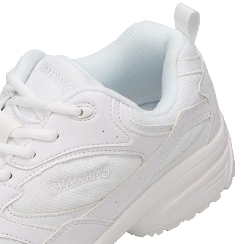 SPALDING JIN 2398 Running Sneakers, Shock Absorbing, Wide Width, Lightweight, Men's 4E, Women's 3E, White/White, Size 23.0 Cm