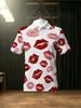 Men's Outdoor Polo Shirt, Mixed Color, Multiple Specs, Polyester, Lip Print (2D Print, No Texture), Artistic Brushstroke, Ideal for Hiking & Outdoor