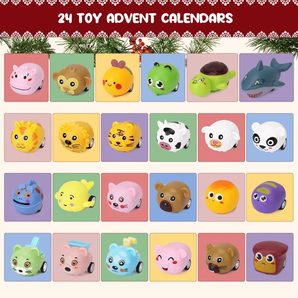 Advent Calendar 2025 for Kids 24 Days Xmas Countdown Calendar with Pull-back Car Stocking Stuffers Birthday Xmas Gift for Boys