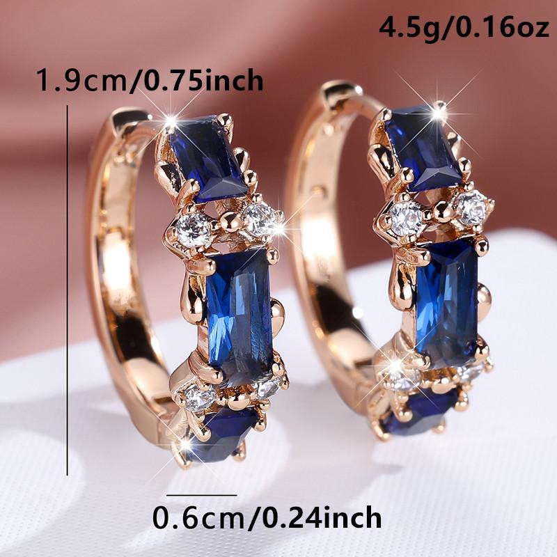 1 Paar goldene, rechteckige Ohrringe mit weißem, schwarzem, blauem, grünem und violettem Stein, stapelbar, baumelnde Haken-Ohrringe, Hochzeitsschmuck, Geschenke