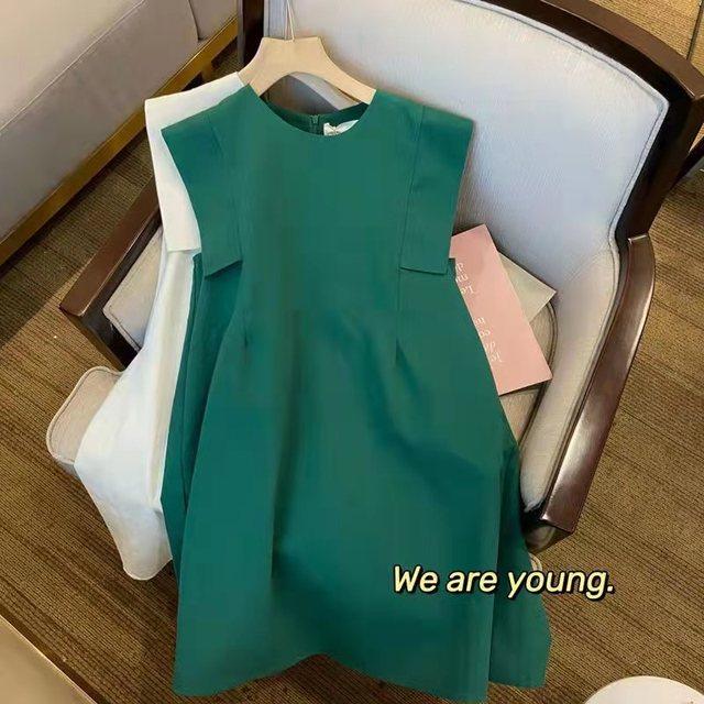 Circyy Kleider für Damen Flatterärmel Weißes Kleid Koreanisch Chic O-Ausschnitt Sommer Süß Lässig A-Linie Mode Schlichte Vestidos