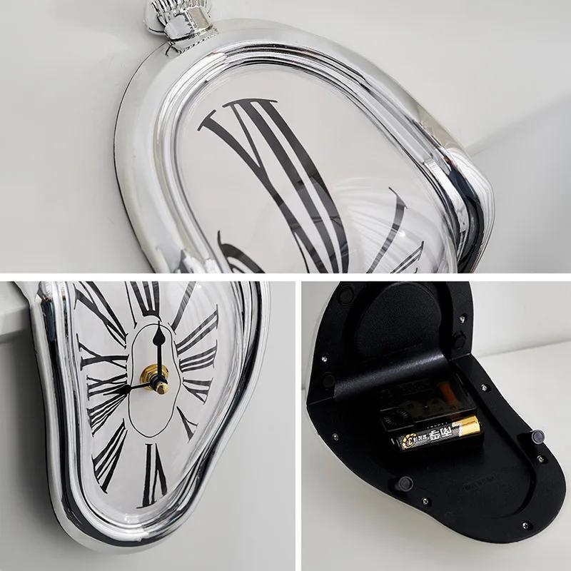 2026 New Novel Surreal Melting Distorted Wall Clocks Surrealist Salvador Dali Style Wall Watch Decoration Gift Home Garden