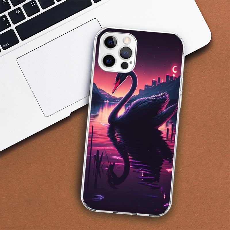 Black Swan Noble Phone Case For Apple iPhone 11 12 13 15 14 Pro 7 XR X XS Max 8 Plus + Mini SE Customized Print Soft Cover