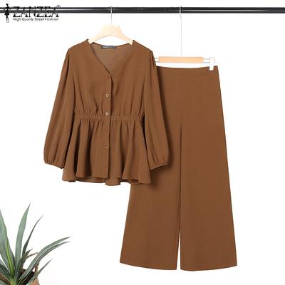 Women Long Sleeve Blouse and Pants Casual Two Piece Suit Sets